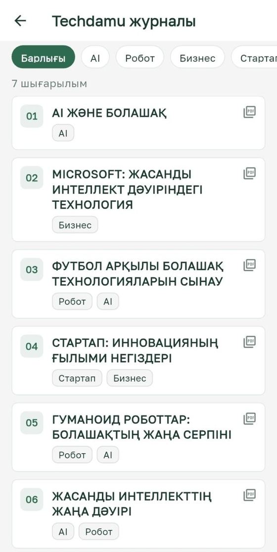 GALYM App Techdamu журналы — AI, робот, бизнес және стартап тақырыптарындағы мақалалар